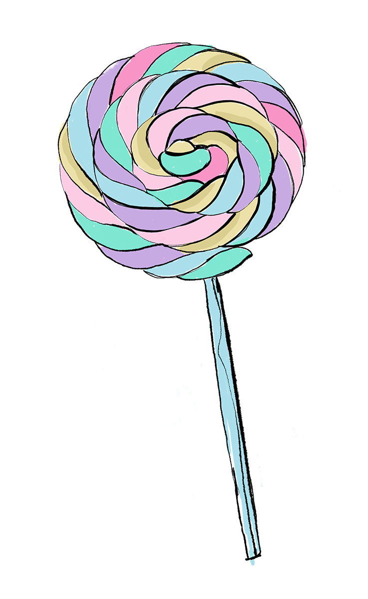 Be by Me - illustrazione di Sara Paglia di treccia di marshmellow a lecca lecca