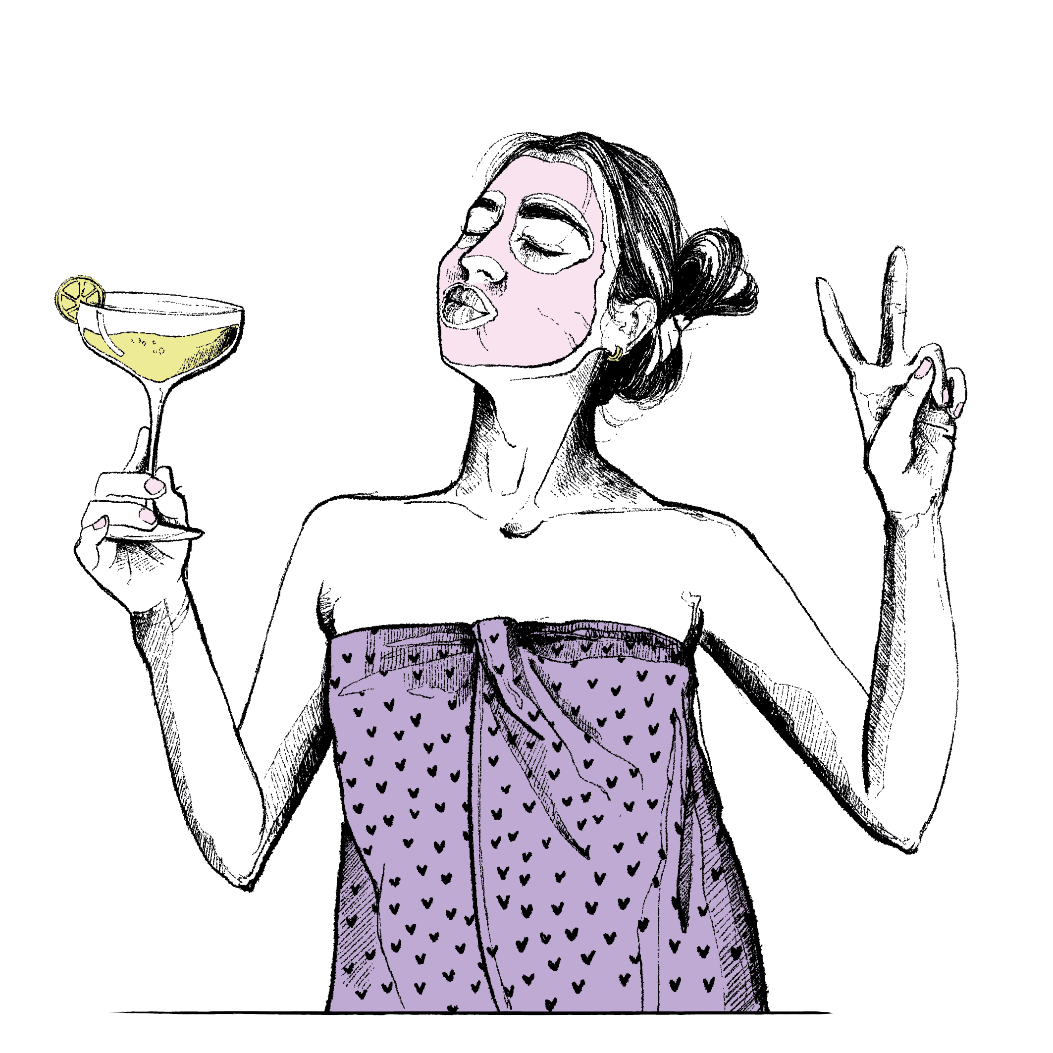 Be by Me - illustrazione di Sara Paglia di donna con maschera mani